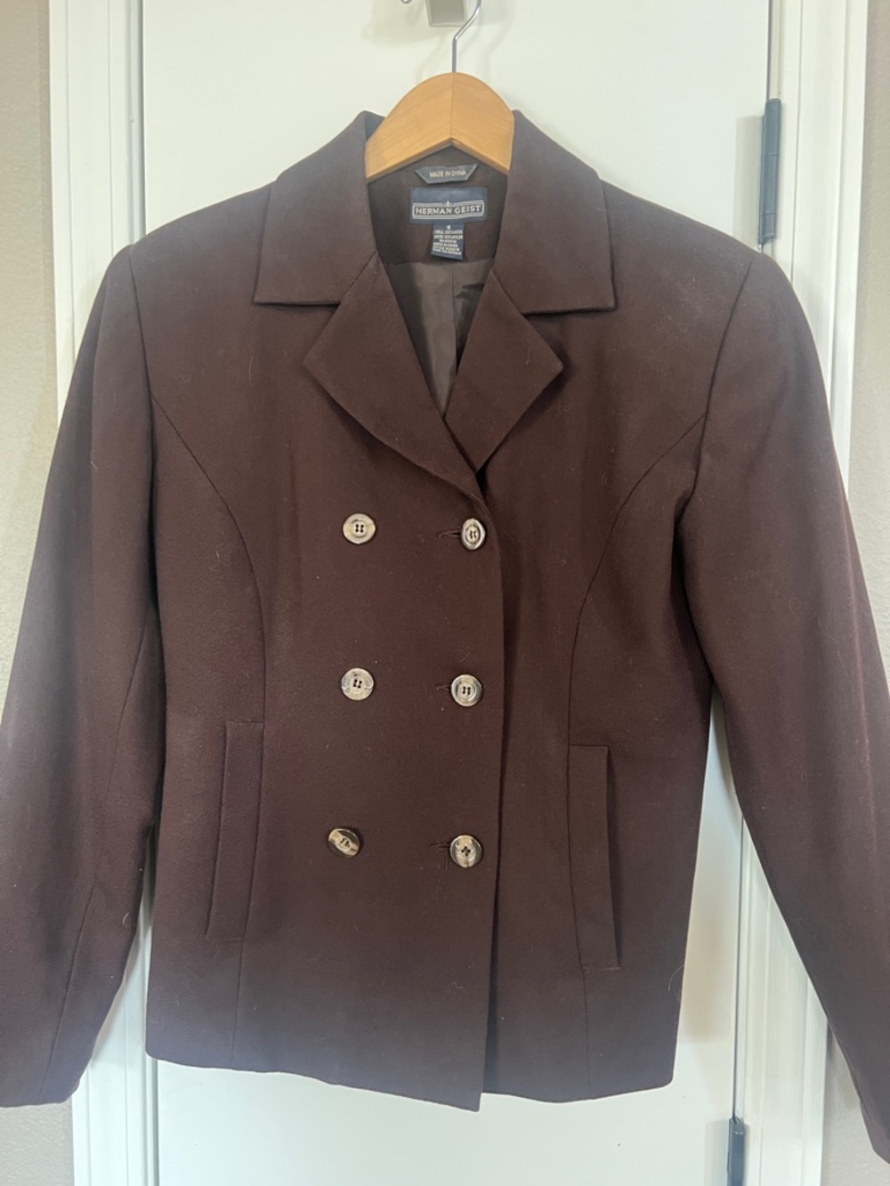 Women's Double-Breasted Brown Wool Jacket